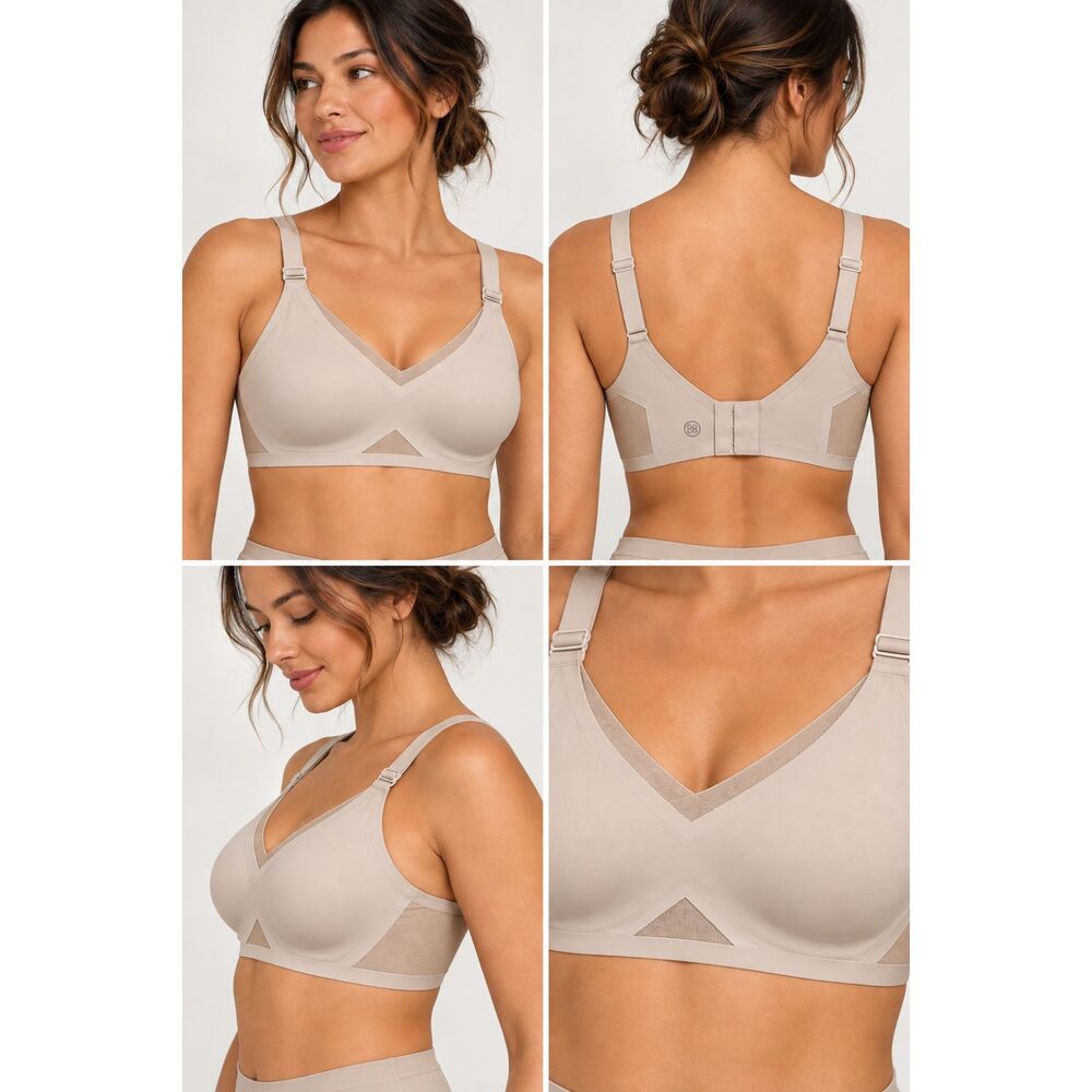 Honeylove CrossOver Bra Wireless Nude Large NWOT